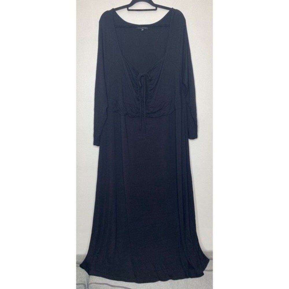 Eloquii Keyhole Cutout Maxi Gown Black 26 Dress Plus Size Long sleeve